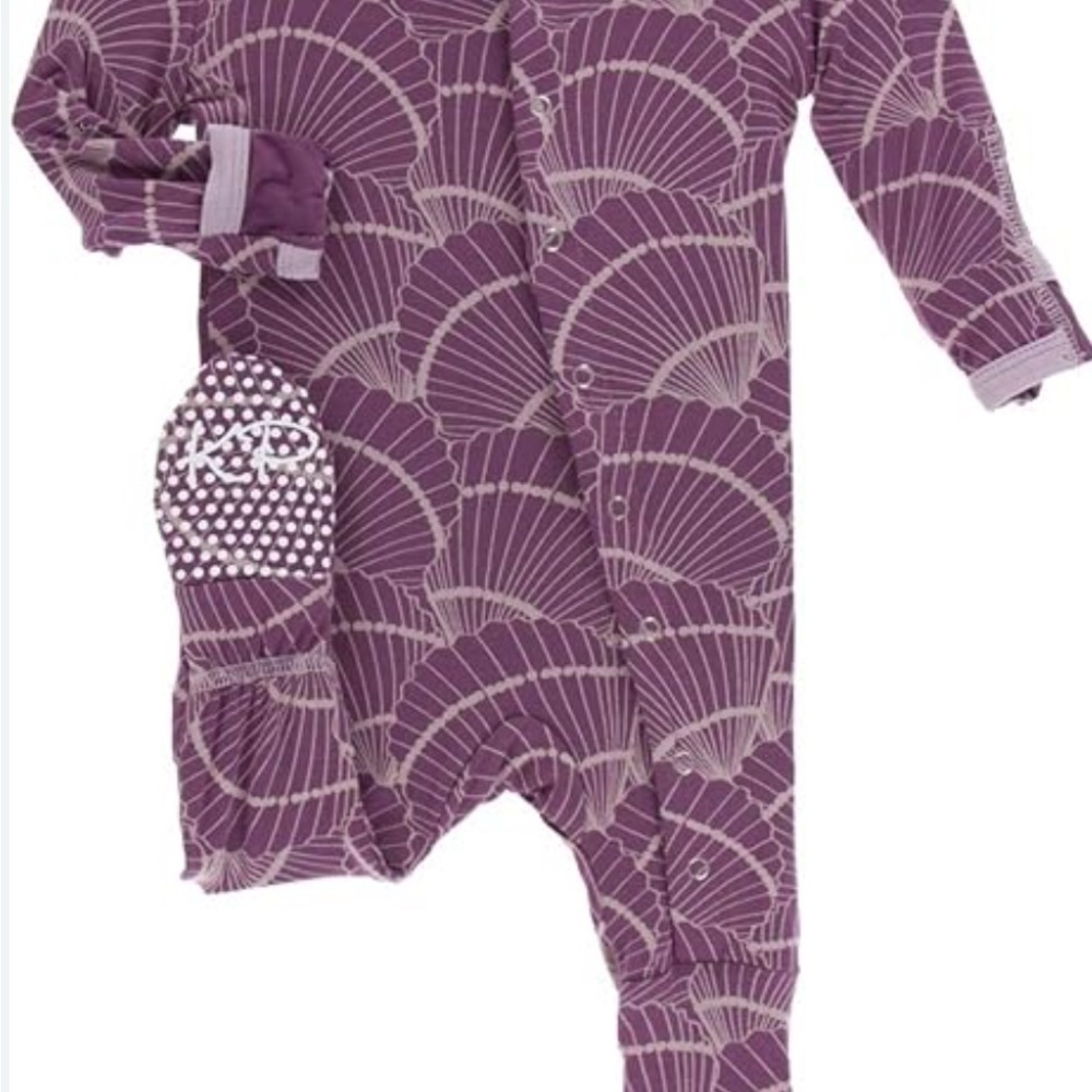 KicKee Pants Fossil Print Footie Pajamas sz 3-6m $15